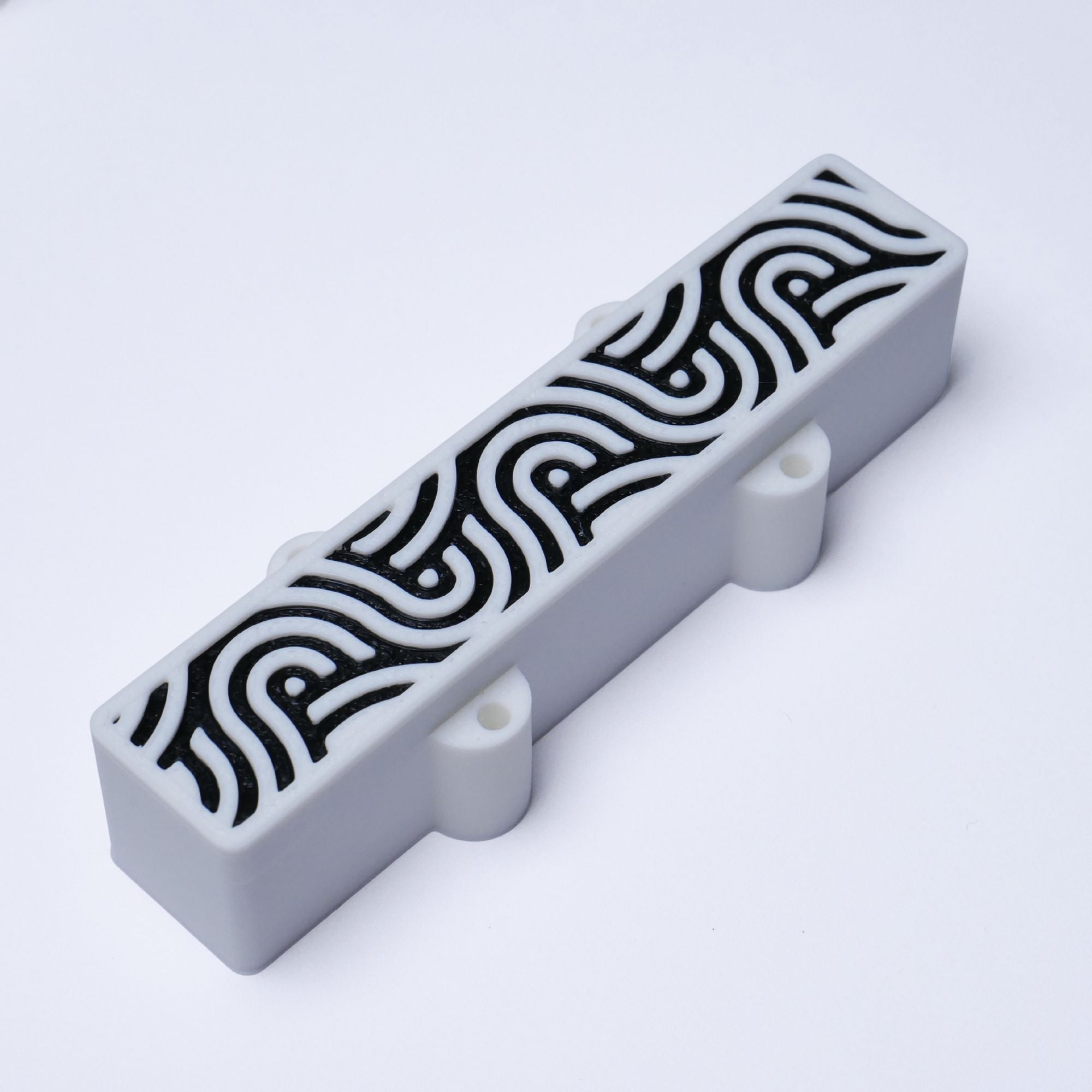 Custom 4-String Jazz Bass Pickup Covers (No Holes) Set of 2 - White & Black Tidal - Ploutone