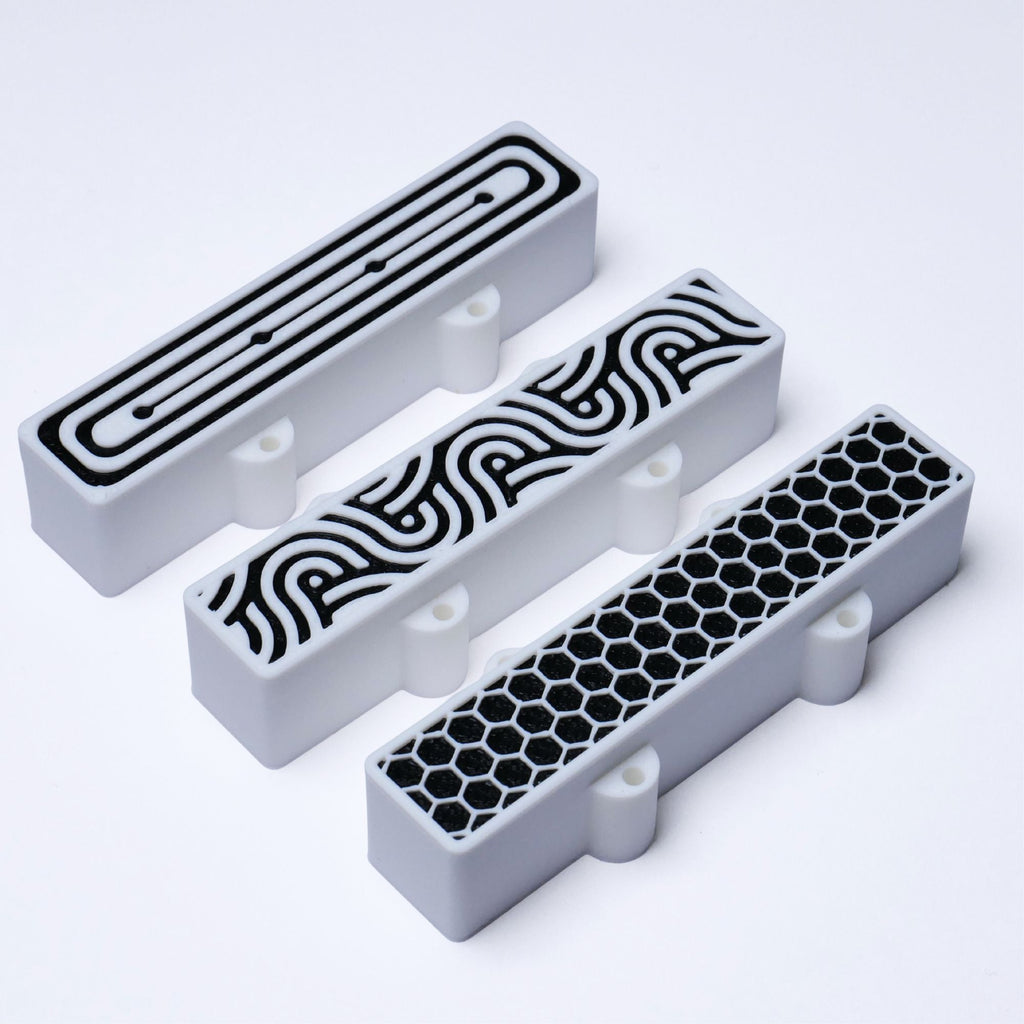 Custom 4-String Jazz Bass Pickup Covers (No Holes) Set of 2 - White & Black Pickup Covers from Ploutone