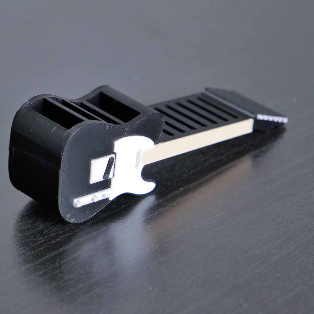 Telecaster Guitar Shaped Guitar Pick Holder - Black and White - Ploutone