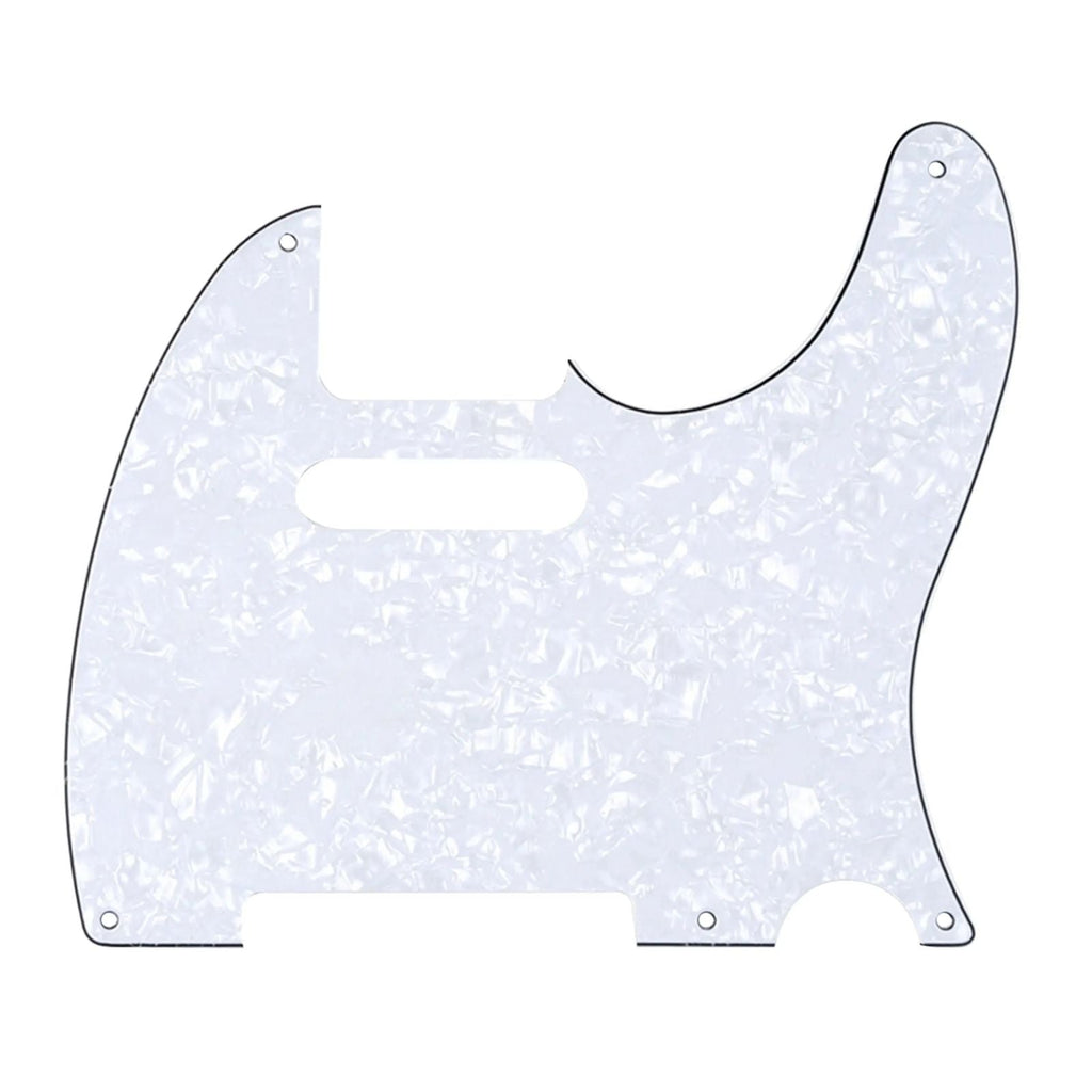 5-Hole Telecaster Pickguard - 4-Ply White Pearl - Ploutone