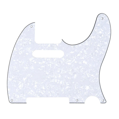 5-Hole Telecaster Pickguard - 4-Ply White Pearl - Ploutone