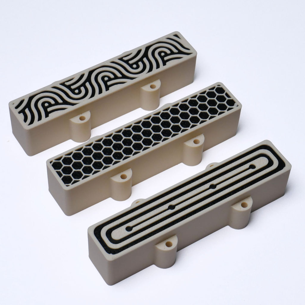 Custom 4-String Jazz Bass Pickup Covers (No Holes) Set of 2 - Black & White Pickup Covers from Ploutone