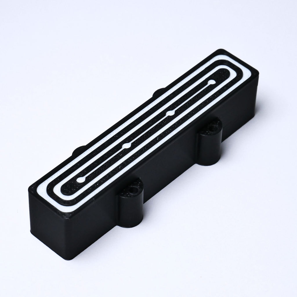 Custom 4-String Jazz Bass Pickup Covers (No Holes) Set of 2 - Black & White Deco - Ploutone
