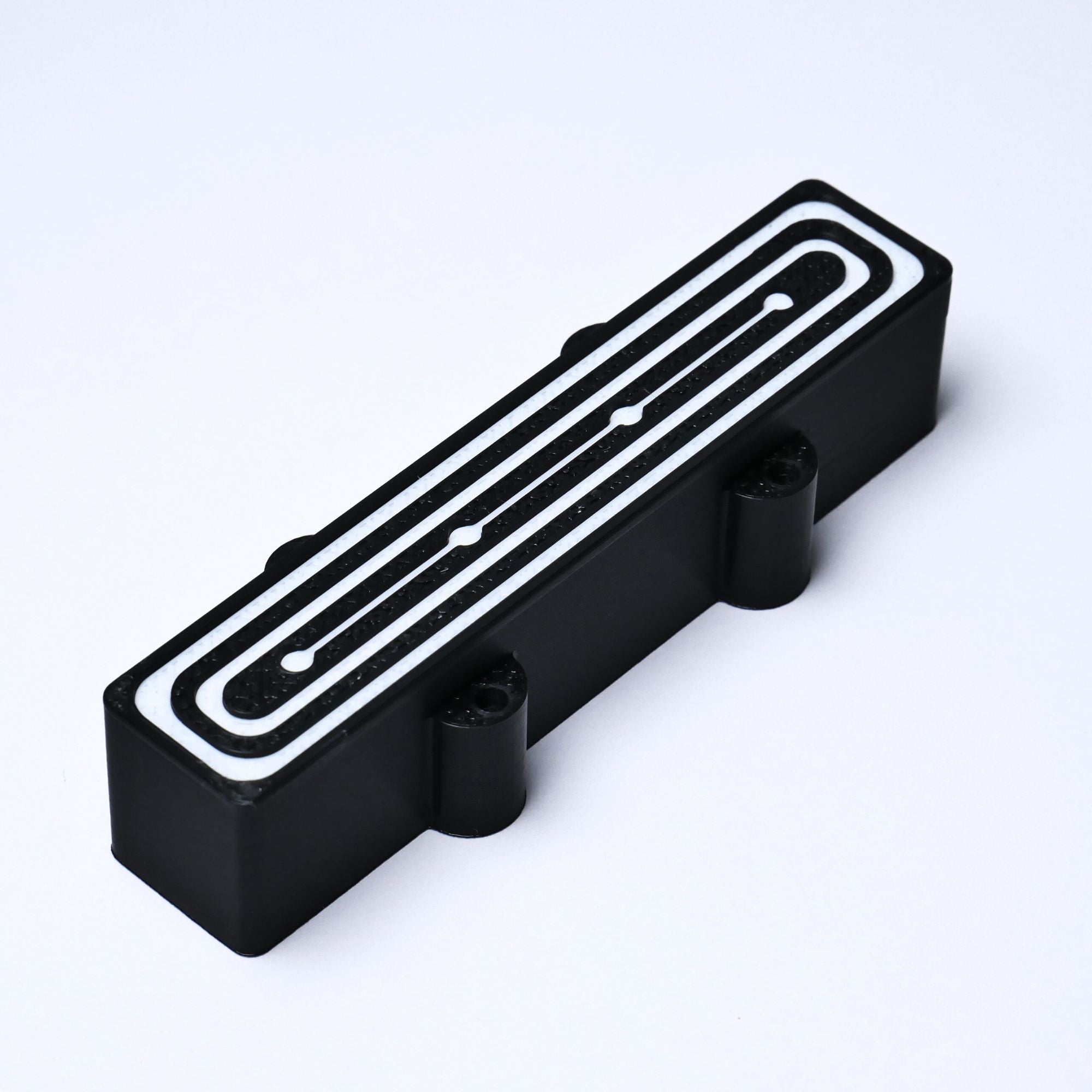 Custom 4-String Jazz Bass Pickup Covers (No Holes) Set of 2 - Black & White Deco - Ploutone