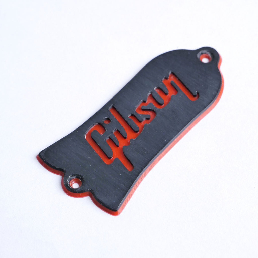 Custom Gibson Les Paul Truss Rod Cover - Gibson Logo (Black & Red) Guitar Fittings & Parts from Ploutone