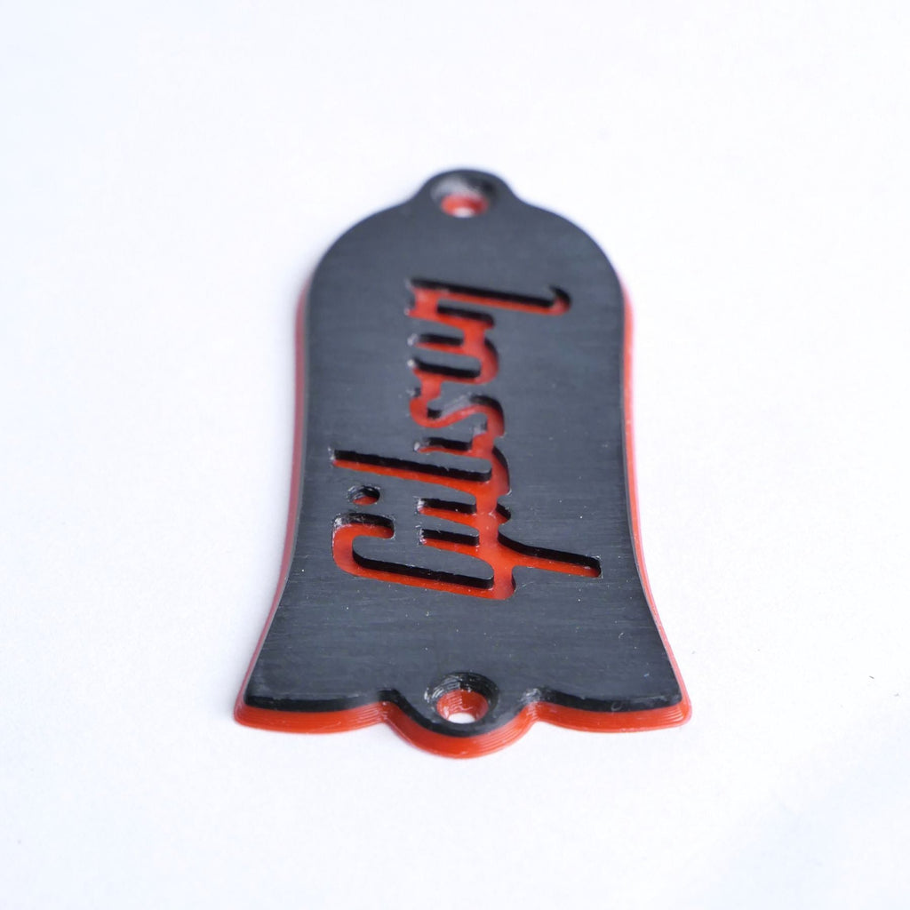 Custom Gibson Les Paul Truss Rod Cover - Gibson Logo (Black & Red) - Ploutone