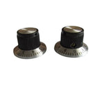 Vintage Black & Silver Amp & Guitar Pedal Knobs (Set of 6) - Ploutone