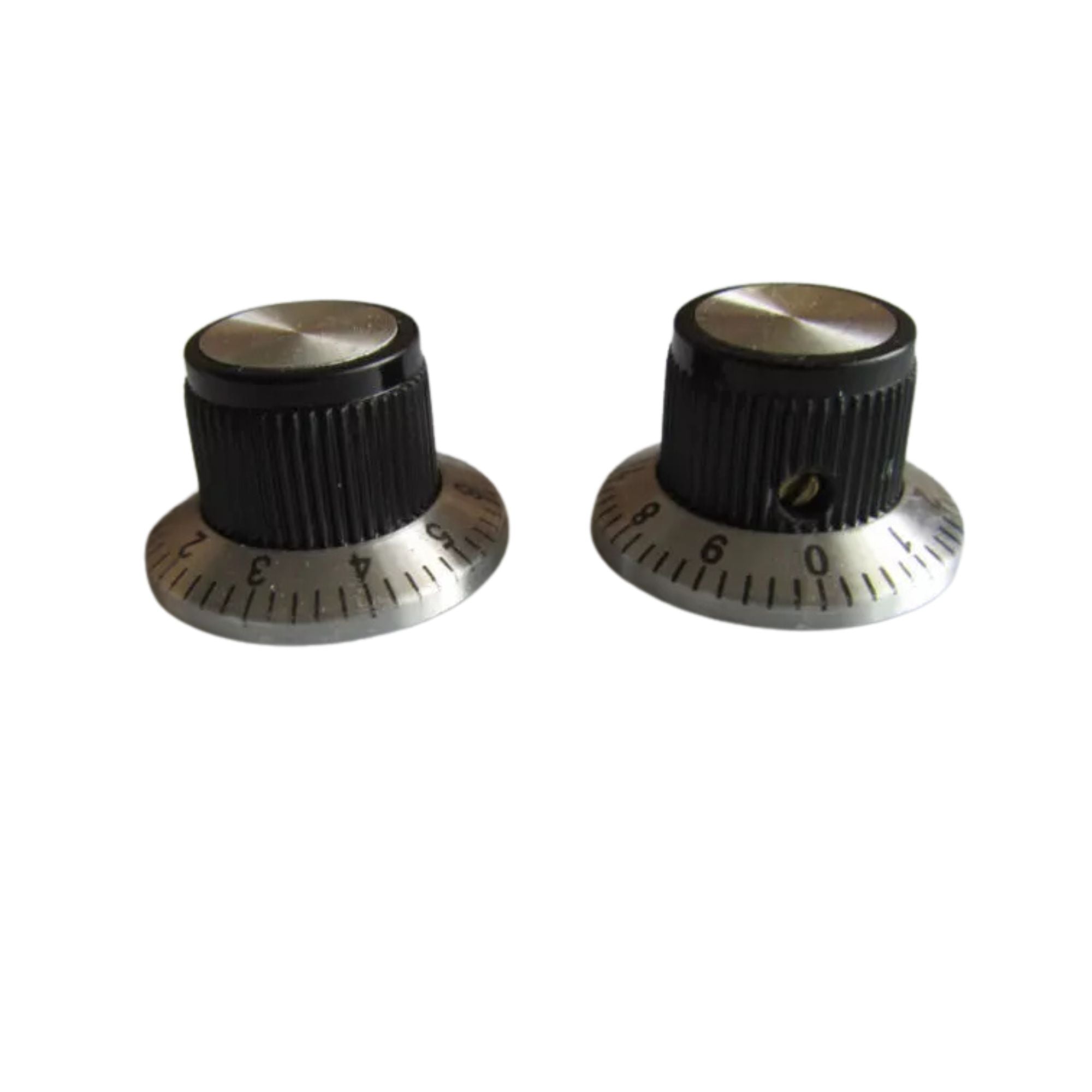 Vintage Black & Silver Amp & Guitar Pedal Knobs (Set of 6) - Ploutone