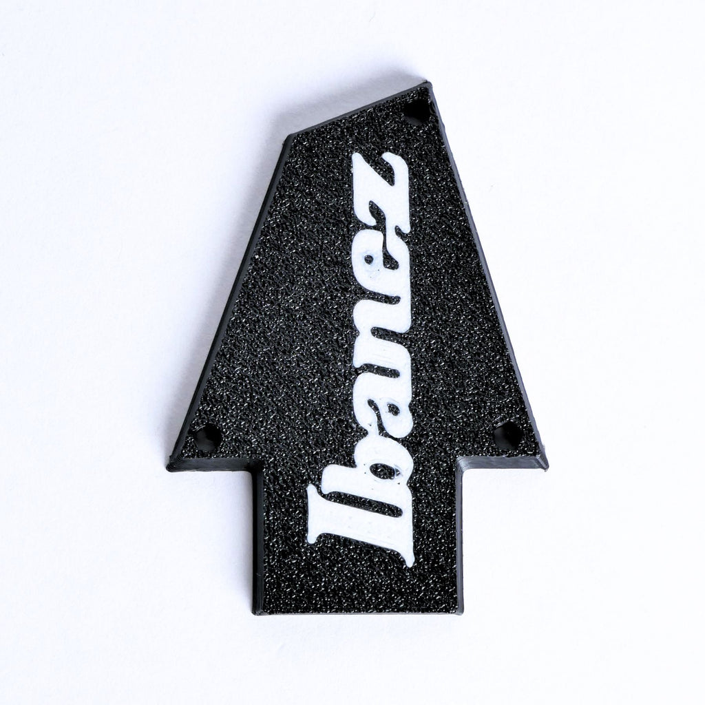 Custom Ibanez Truss Rod Cover for RG & JEM – Classic Logo (White & Black) - Ploutone