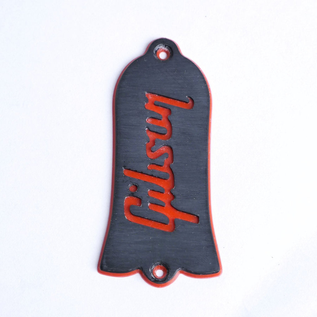 Custom Gibson Les Paul Truss Rod Cover - Gibson Logo (Black & Red) - Ploutone