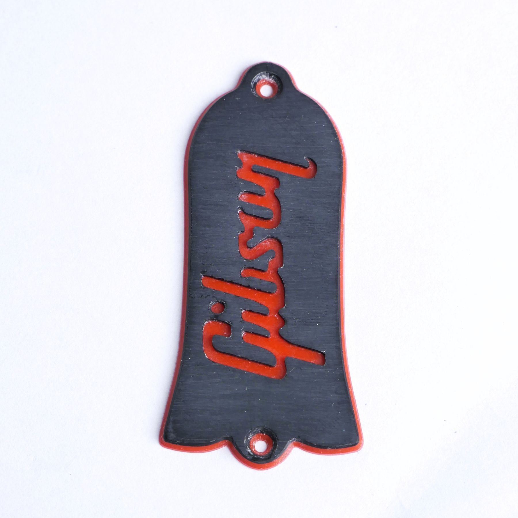 Custom Gibson Les Paul Truss Rod Cover - Gibson Logo (Black & Red) - Ploutone