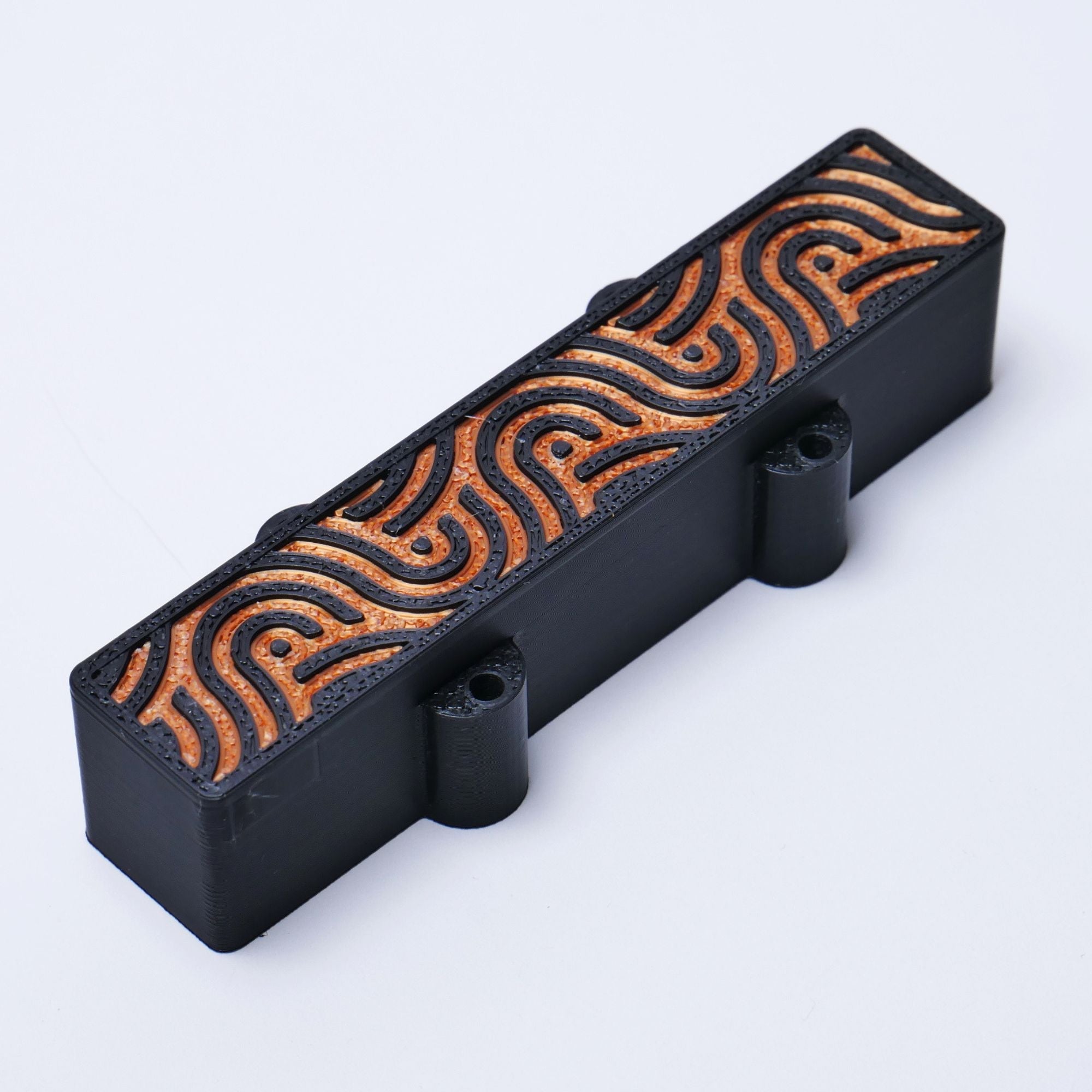 Custom 4-String Jazz Bass Pickup Covers (No Holes) Set of 2 - Black & Copper Tidal - Ploutone