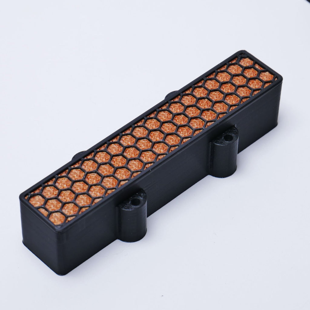 Custom 4-String Jazz Bass Pickup Covers (No Holes) Set of 2 - Black & Copper Honeycomb - Ploutone