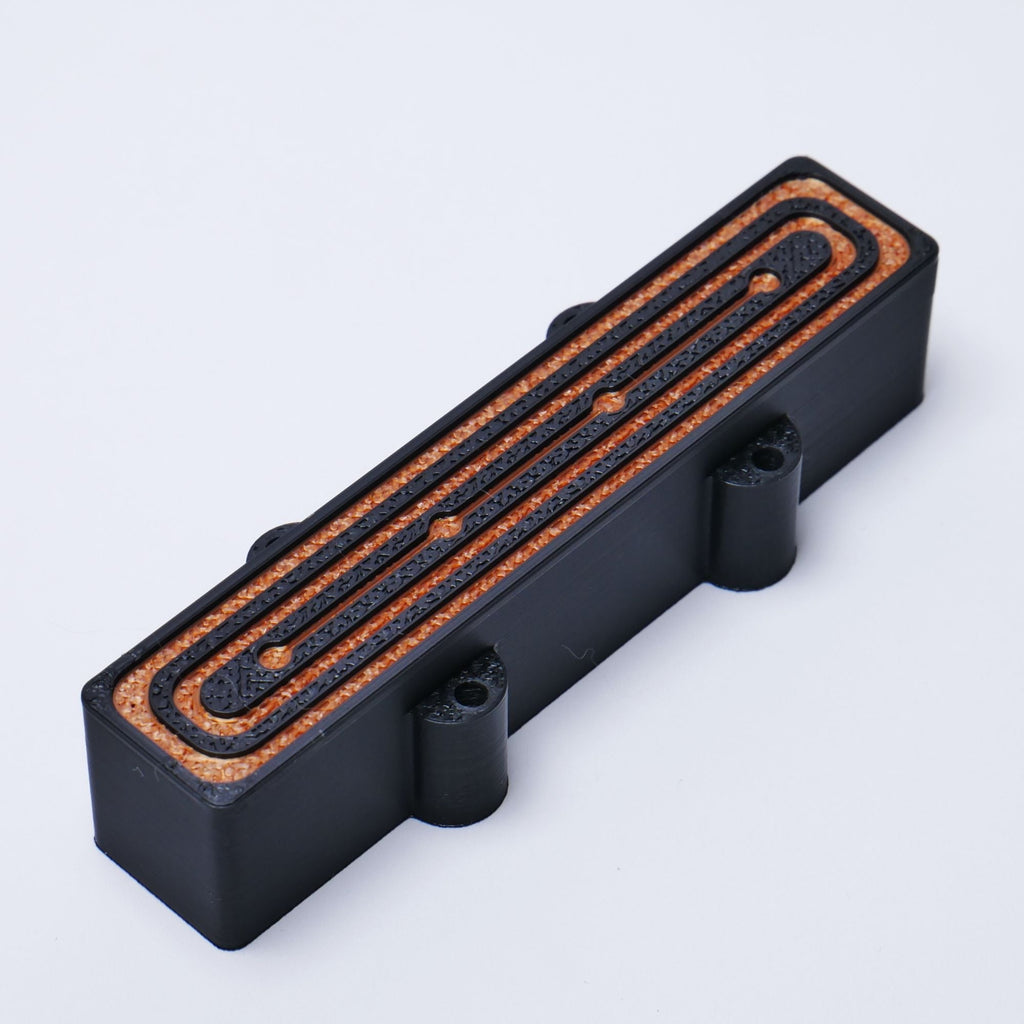 Custom 4-String Jazz Bass Pickup Covers (No Holes) Set of 2 - Black & Copper Deco - Ploutone