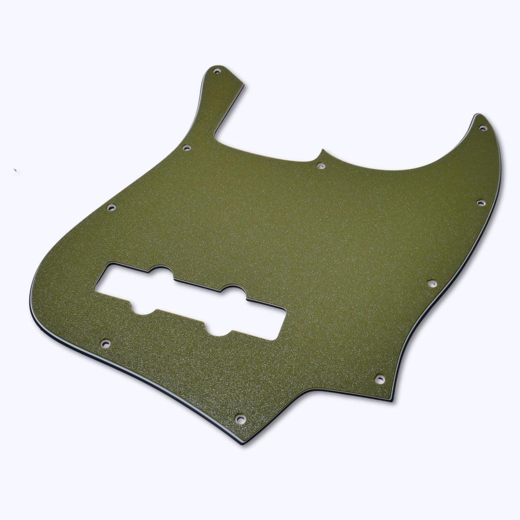 Custom 4-String Jazz Bass Pickguard (10-Hole) - Artisan Series - Textured Olive Drab Green guitar pickguards from Ploutone