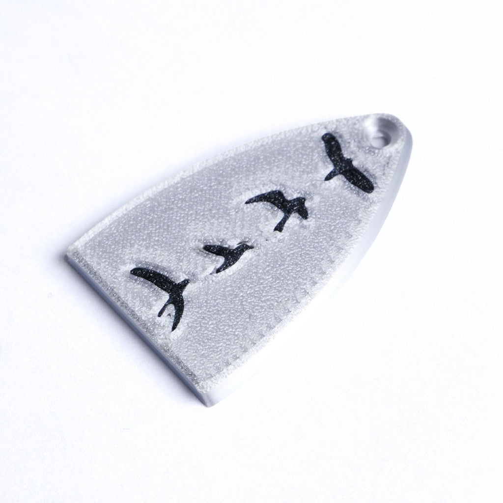 Custom PRS Silver Sky SE Truss Rod Cover – Birds in Flight (Silver & Black) Guitar Fittings & Parts from Ploutone