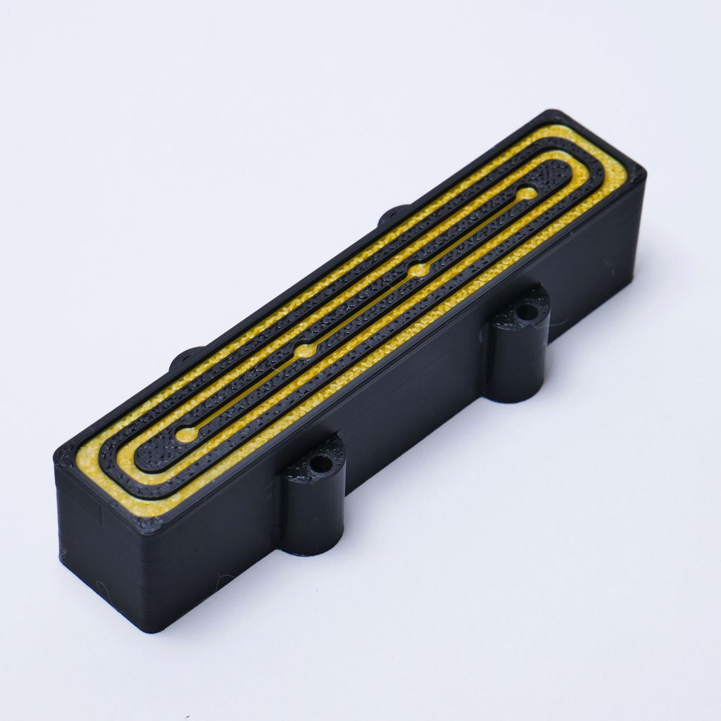 Custom 4-String Jazz Bass Pickup Covers (No Holes) Set of 2 - Black & Gold Deco - Ploutone