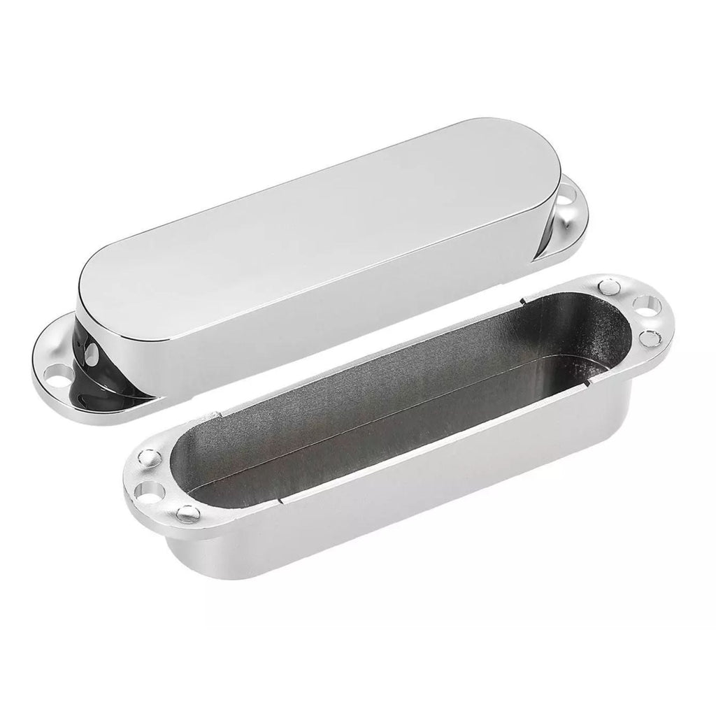 Stratocaster Single Coil Pickup Cover Set (No Holes) - Chrome 3 Pcs - Ploutone
