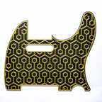 Custom 8-Hole Telecaster Pickguard – Artisan Series Frigate Black & Gold - Ploutone
