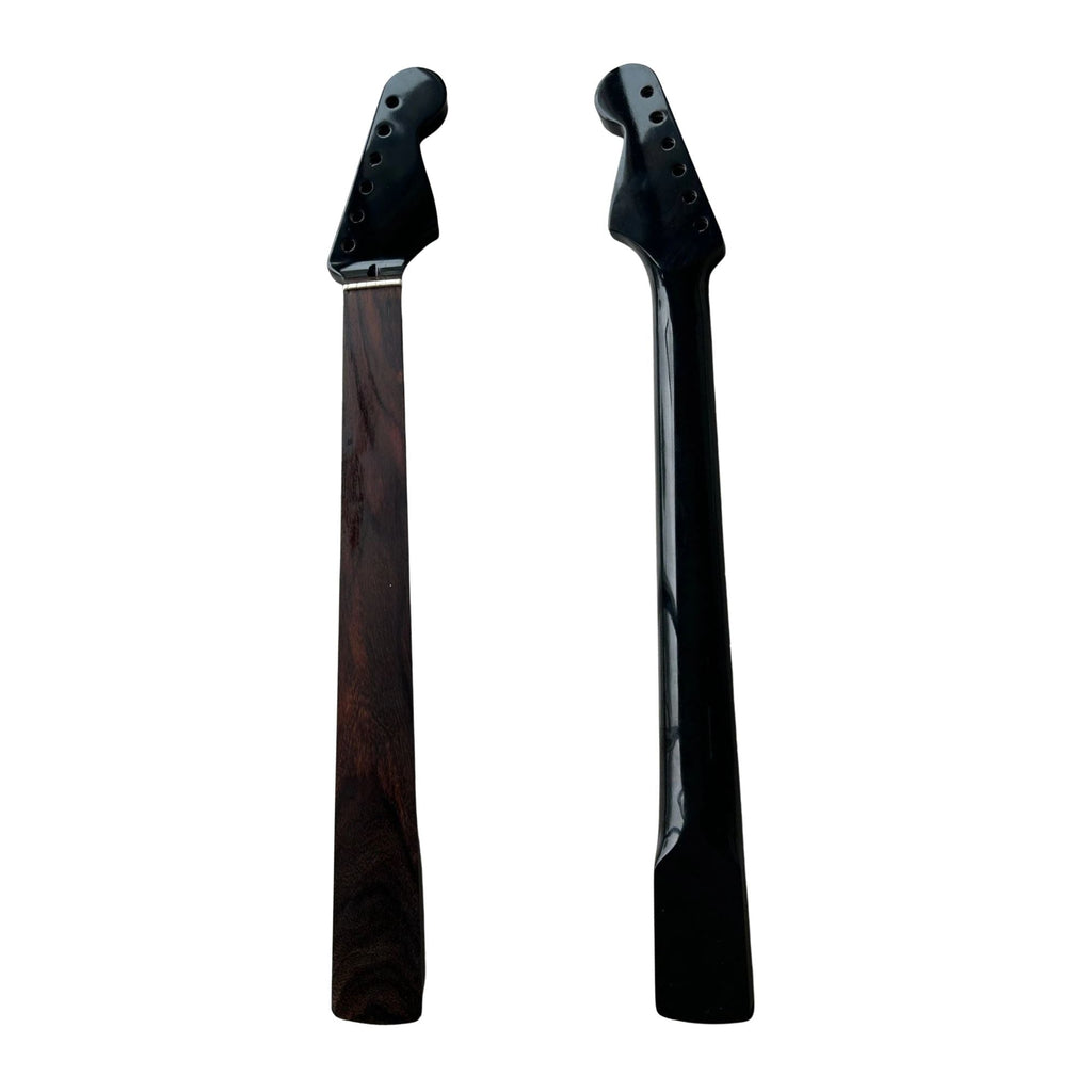 Fretless Strat-Style Guitar Neck, Black Gloss Maple, Rosewood Fretboard - Ploutone