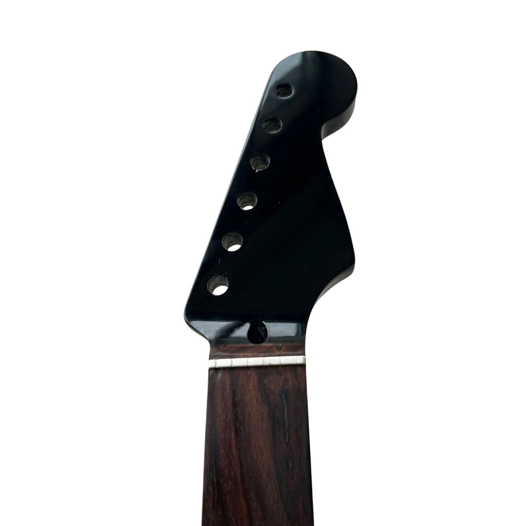Fretless Strat-Style Guitar Neck, Black Gloss Maple, Rosewood Fretboard - Ploutone