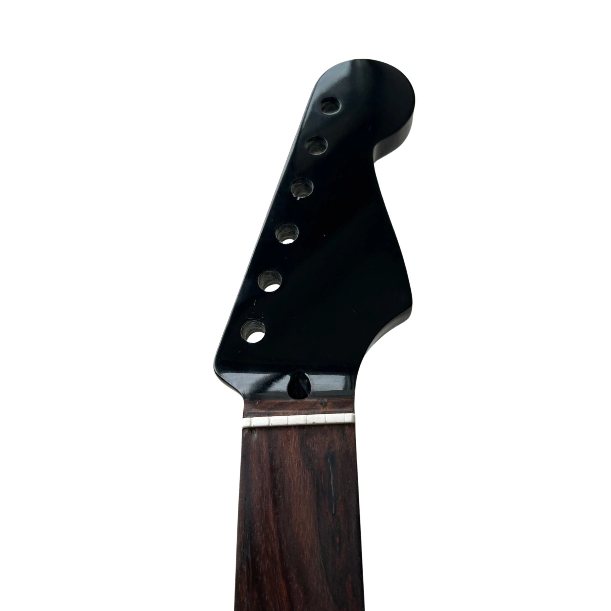 Fretless Strat-Style Guitar Neck, Black Gloss Maple, Rosewood Fretboard - Ploutone