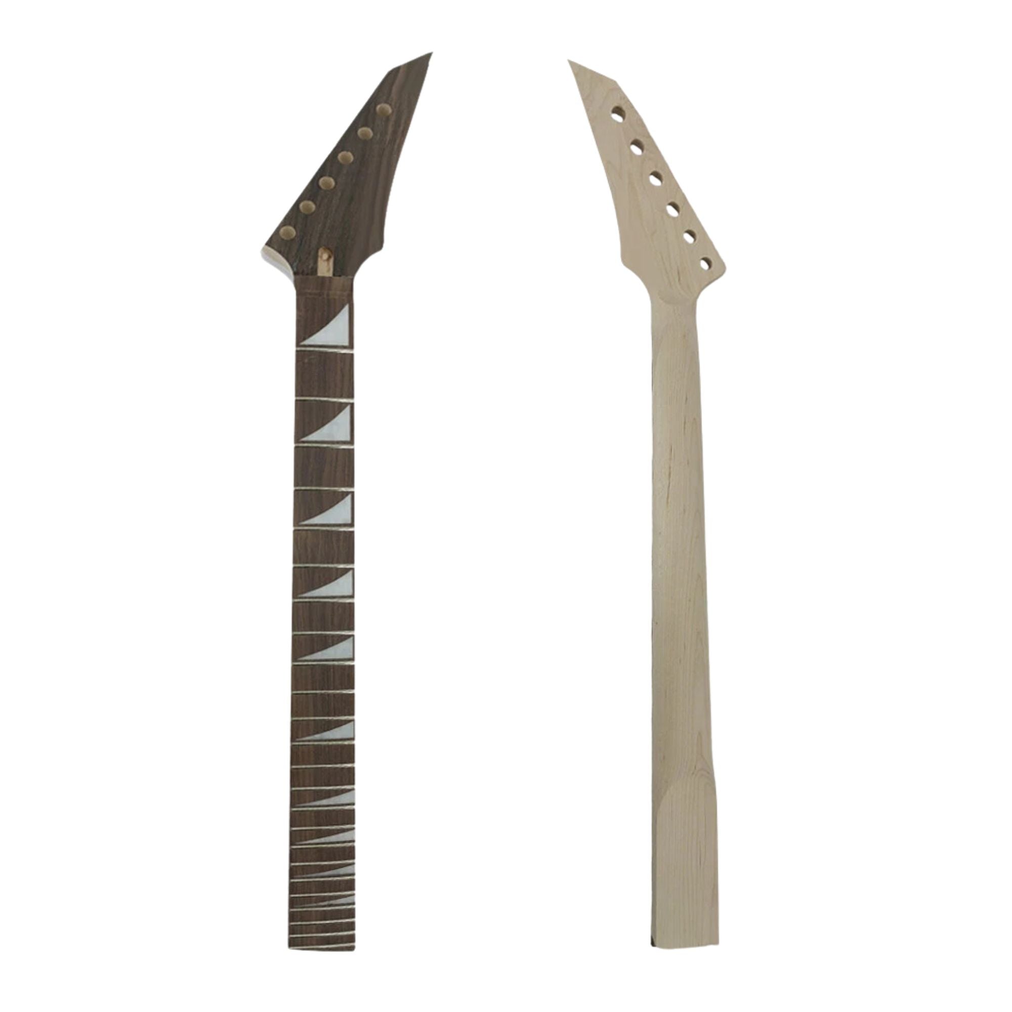 24 Fret Superstrat Guitar Neck – Shark Fin Inlays, Maple & Rosewood, 25.5" Scale, Locking Nut Style, 56mm Bolt-On Heel - Ploutone