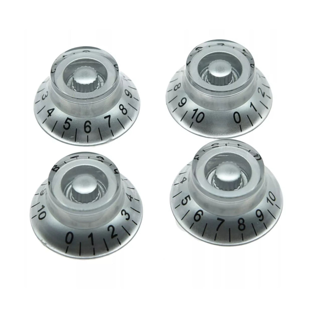Silver Top Hat Bell Knobs for Gibson® - 24 Fine Spline (Set of 4) - Ploutone
