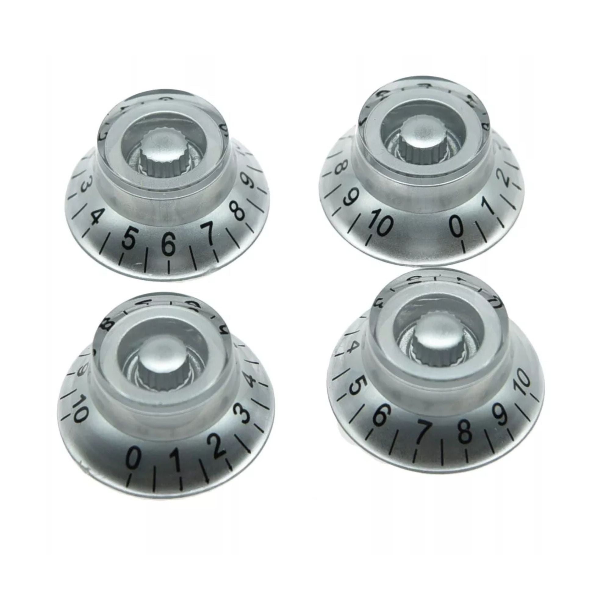 Silver Top Hat Bell Knobs for Gibson® - 24 Fine Spline (Set of 4) - Ploutone