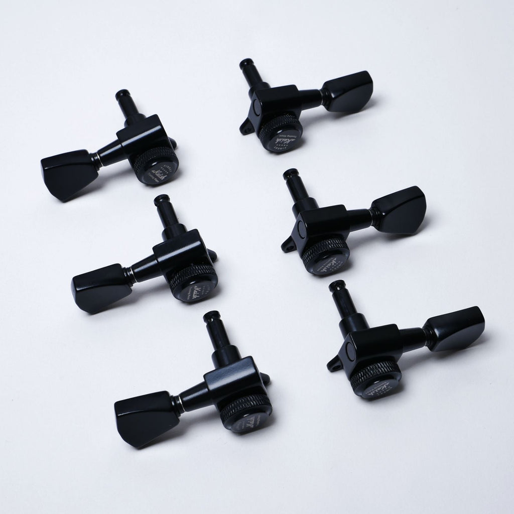 Locking Keystone Tuners 3+3 (Black) – 18:1 – Drop-In for Most Electric/Acoustic Guitars (10mm / 25/64" holes) Tuning Machine Heads from Ploutone