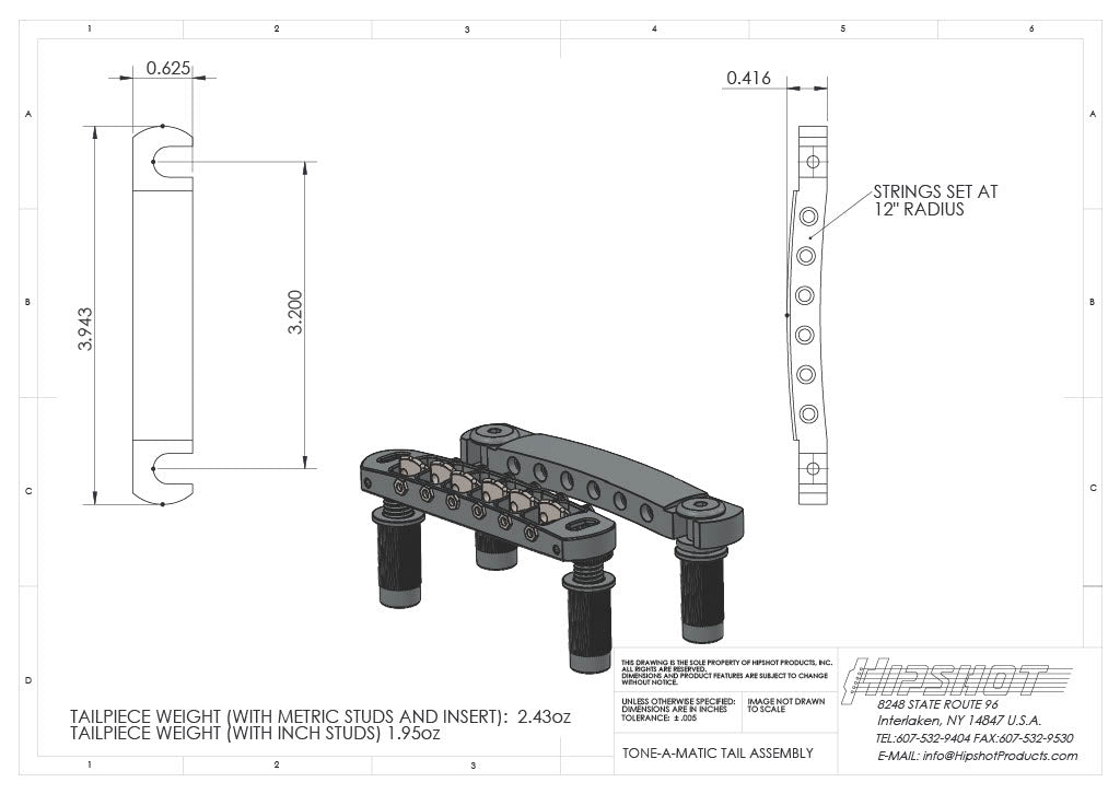 Hipshot 6-String Tone-A-Matic Wraparound Bridge - Gibson® & Epiphone® Replacement - Ploutone