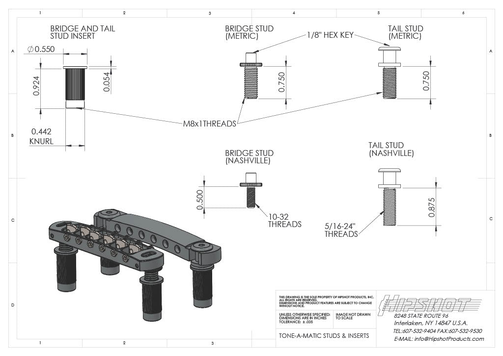 Hipshot 6-String Tone-A-Matic - Gibson® & Epiphone® Replacement