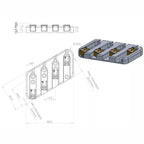 Nova Guitar Parts 4-String Multi-Scale Bass Bridge - Ploutone
