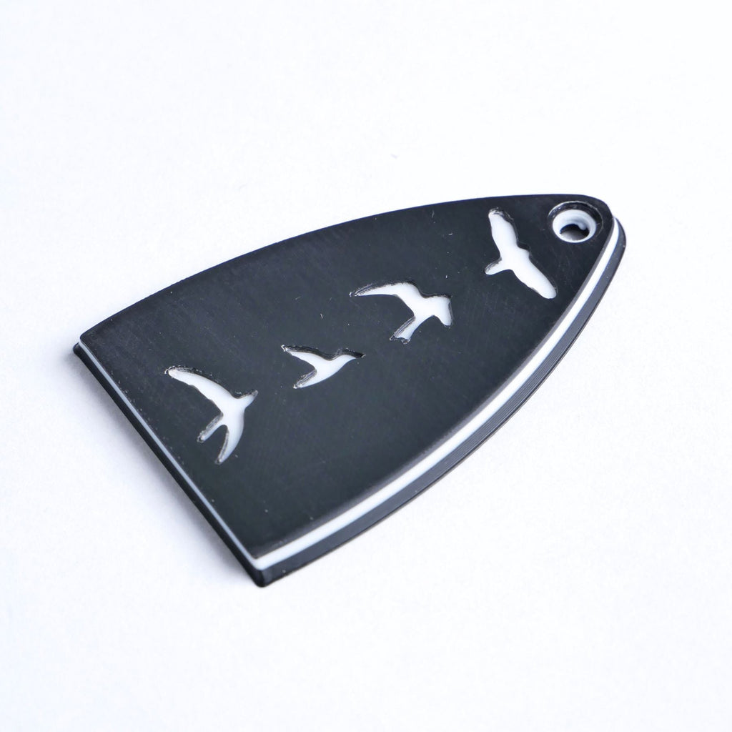 Custom PRS Silver Sky SE Truss Rod Cover – Birds in Flight (Black & White) Guitar Fittings & Parts from Ploutone