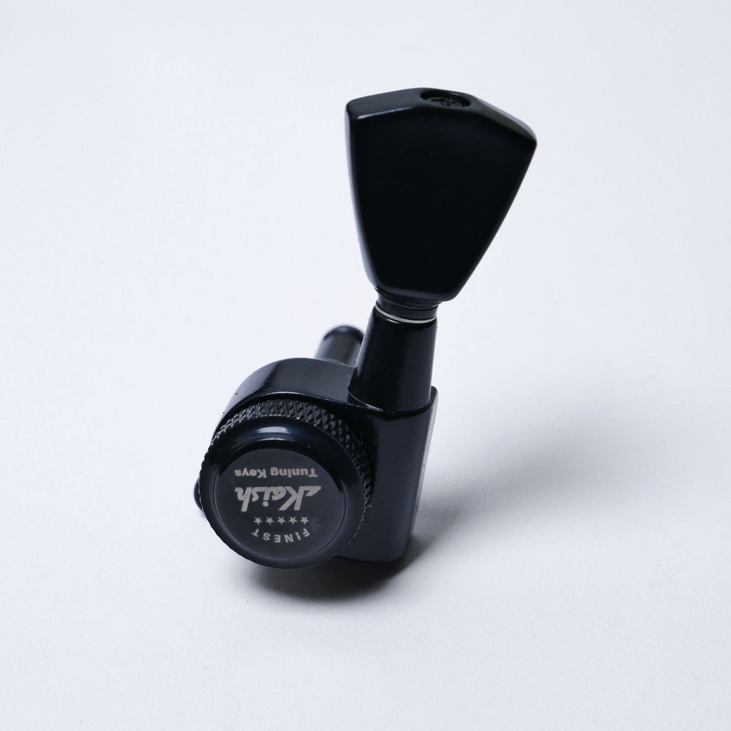 Locking Keystone Tuners 3+3 (Black) – 18:1 – Drop-In for Most Electric/Acoustic Guitars (10mm / 25/64" holes) - Ploutone