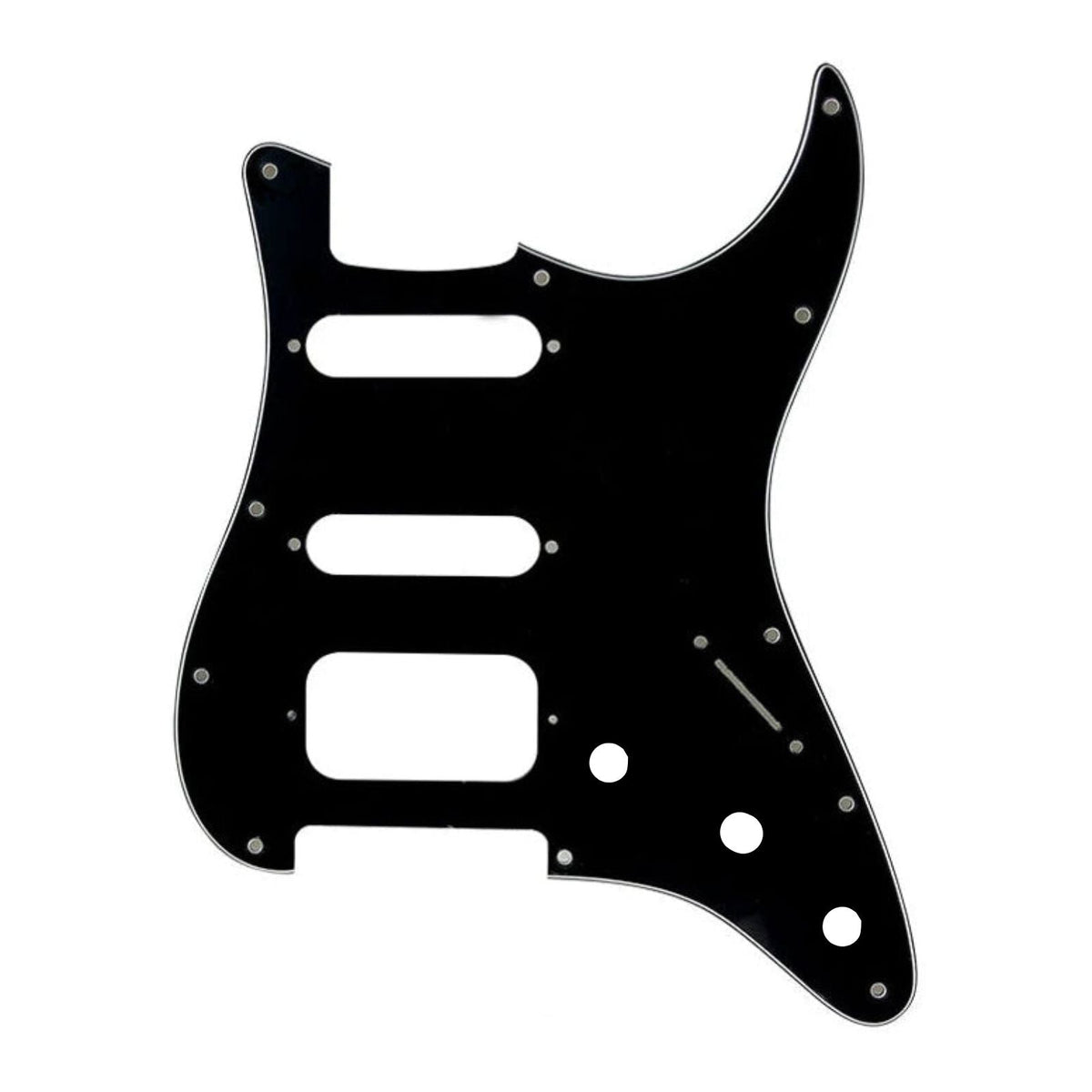 Fender Stratocaster HSS Pickguard (Open Humbucker) - 3-Ply Black Pickguards from Ploutone