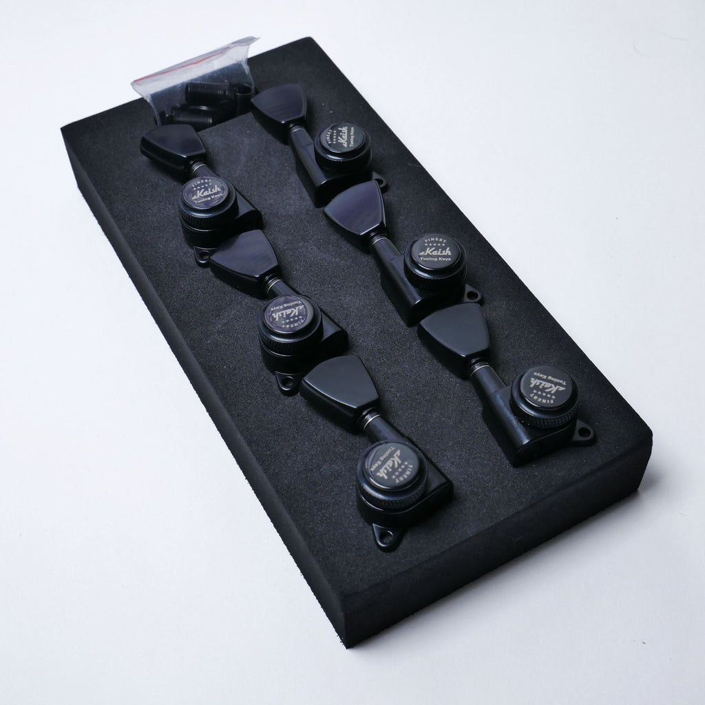 Locking Keystone Tuners 3+3 (Black) – 18:1 – Drop-In for Most Electric/Acoustic Guitars (10mm / 25/64" holes) - Ploutone