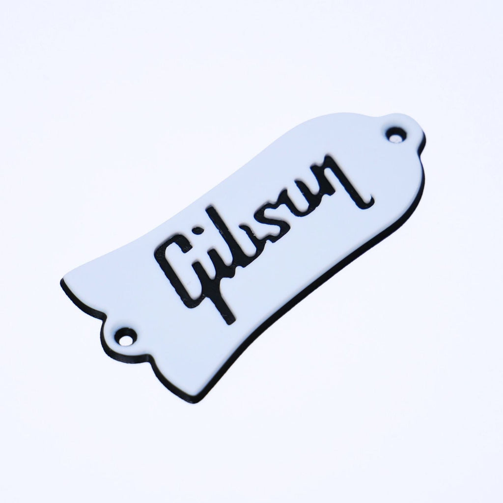 Custom Gibson Les Paul Truss Rod Cover - Gibson Logo (White & Black) Guitar Fittings & Parts from Ploutone