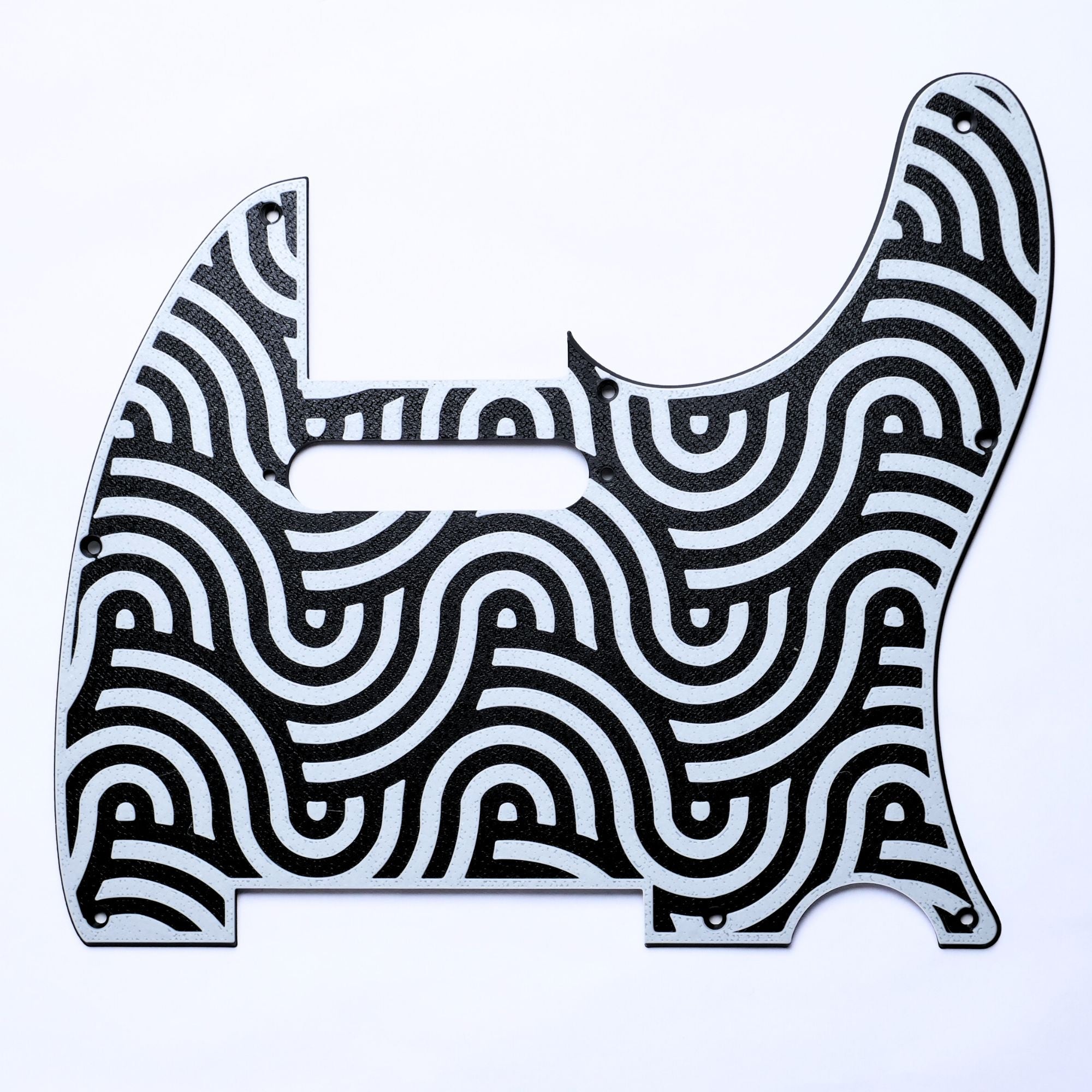 Custom 8-Hole Telecaster Pickguard – Artisan Series Tidal Black & White - Ploutone