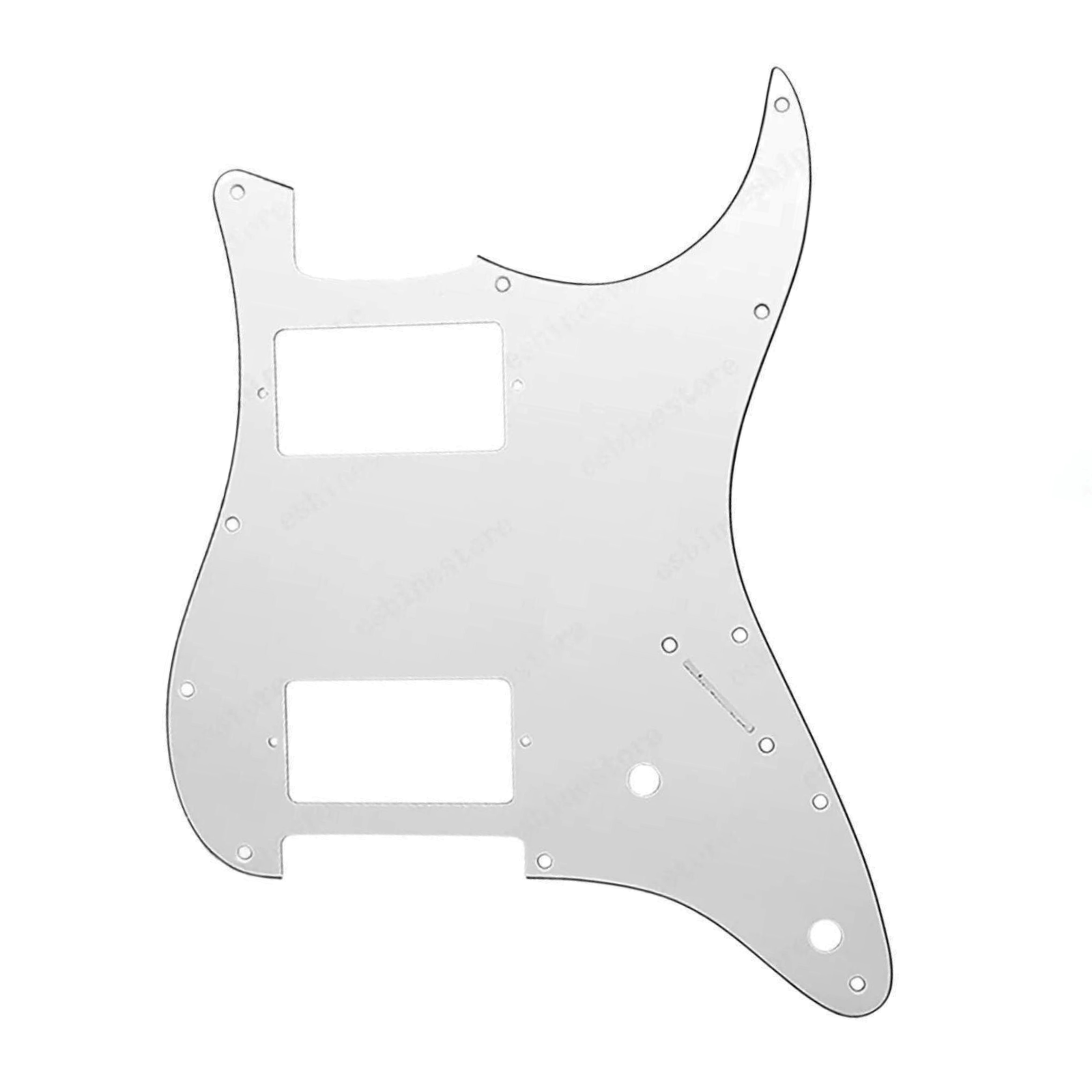 11-Hole HH Stratocaster Pickguard (Square Corner, 2 Control Holes) - White - Ploutone
