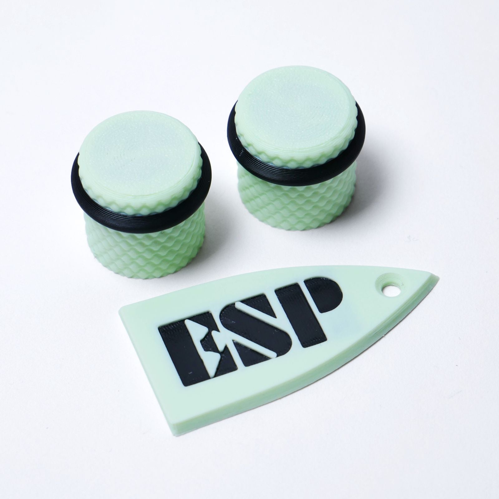 ESP Truss Rod Cover for ESP & LTD & Matching Knobs Set - Seafoam Green & Black - Ploutone