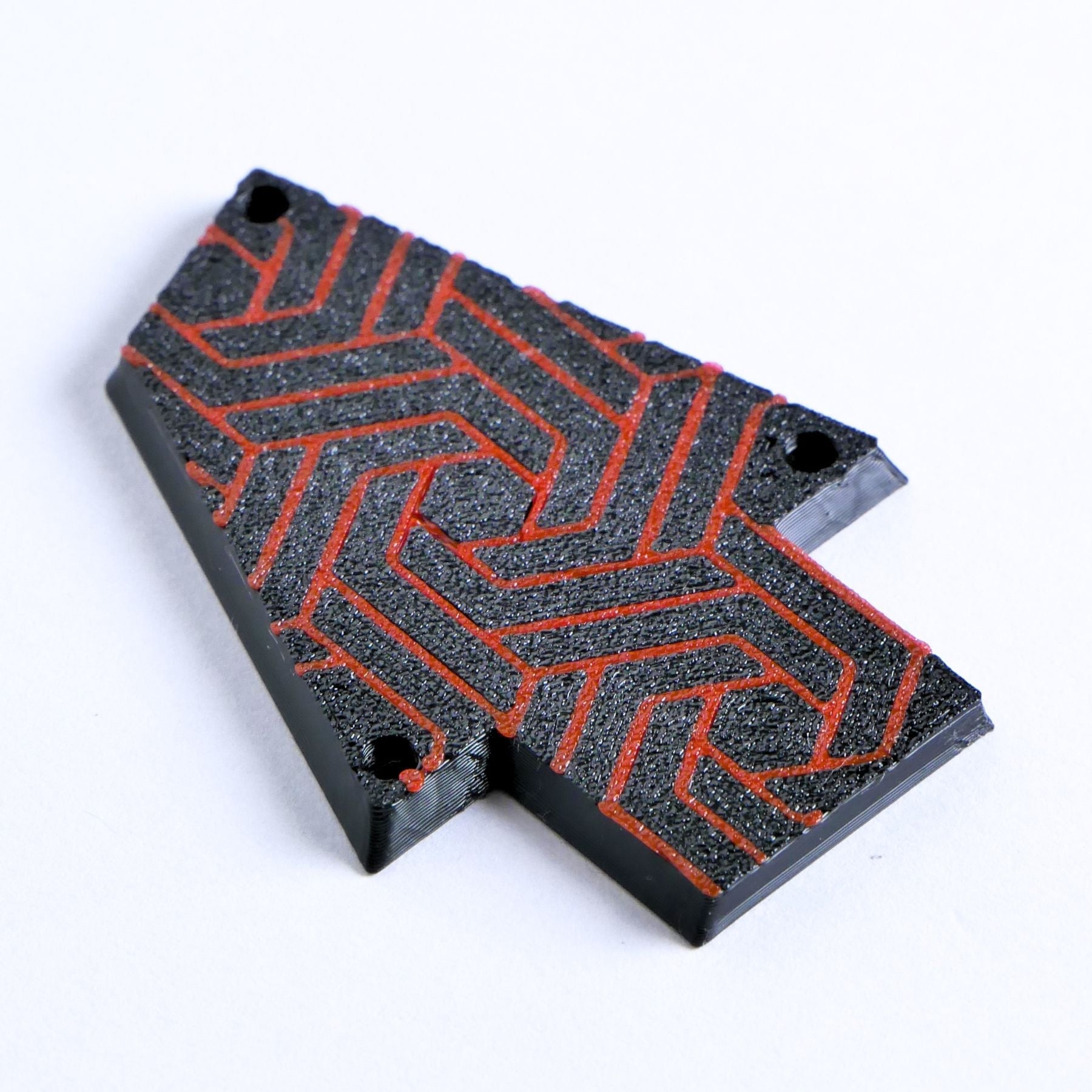 Custom Ibanez Truss Rod Cover for RG & JEM – Fractal Flow (Red & Black) - Ploutone