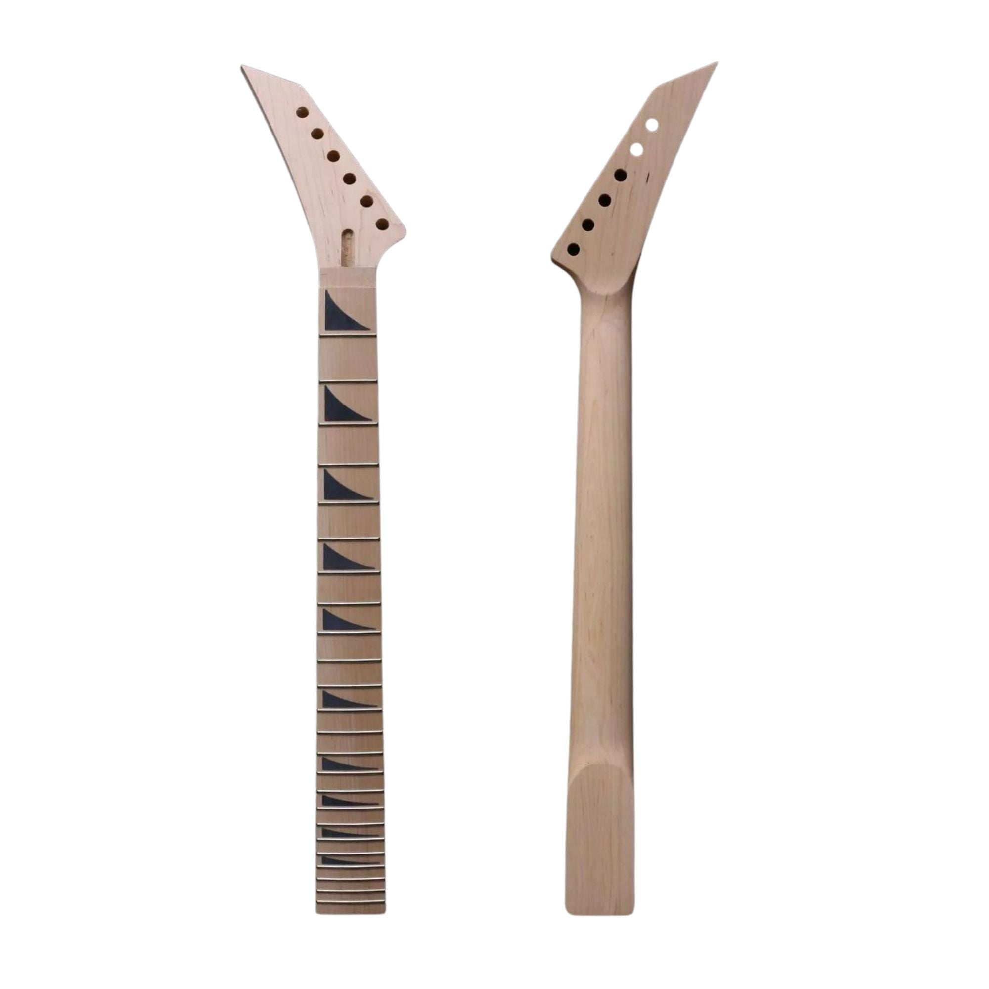 24 Fret Reverse Headstock Guitar Neck – All Maple, 25.5" Scale, Modern C Profile, 56mm Bolt-On Heel, Unfinished - Ploutone