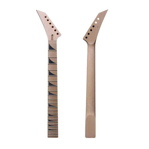 24 Fret Reverse Headstock Guitar Neck – All Maple, 25.5" Scale, Modern C Profile, 56mm Bolt-On Heel, Unfinished - Ploutone