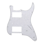 11-Hole HH Stratocaster Pickguard (Square Corner, 2 Control Holes)- White Pearl - Ploutone