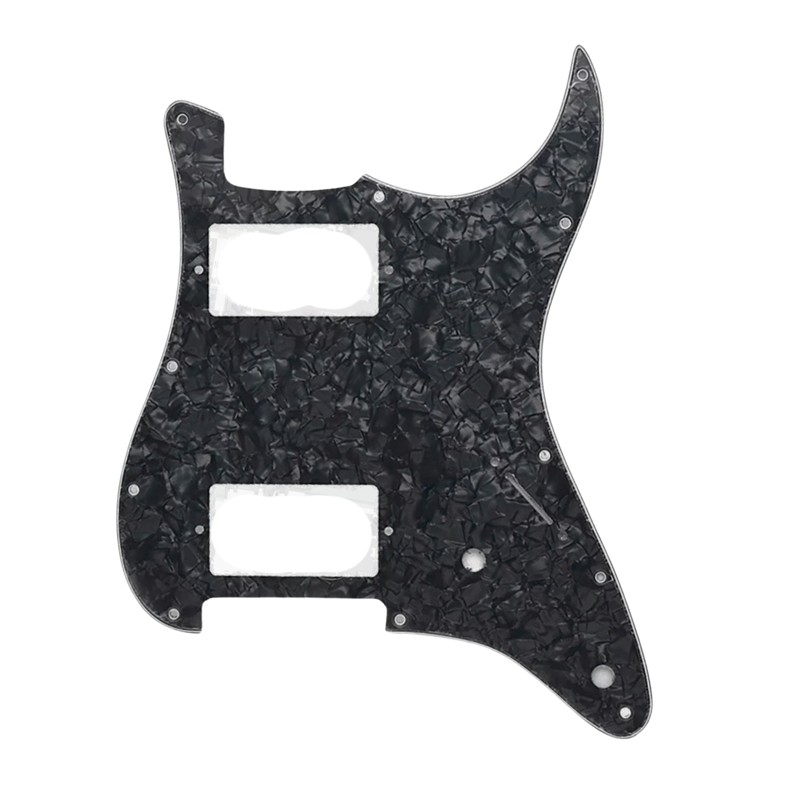 11-Hole HH Stratocaster Pickguard (Square Corner, 2 Control Holes) - Black Pearl - Ploutone