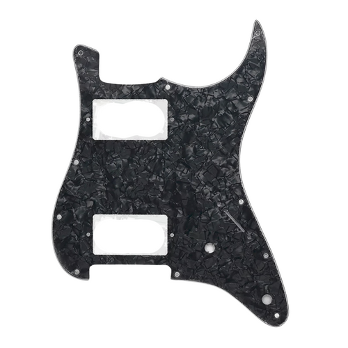 HH Stratocaster Pickguard (Square Corner, 2 Control Holes) - Multiple Colors 4-Ply Black Pearl - Ploutone