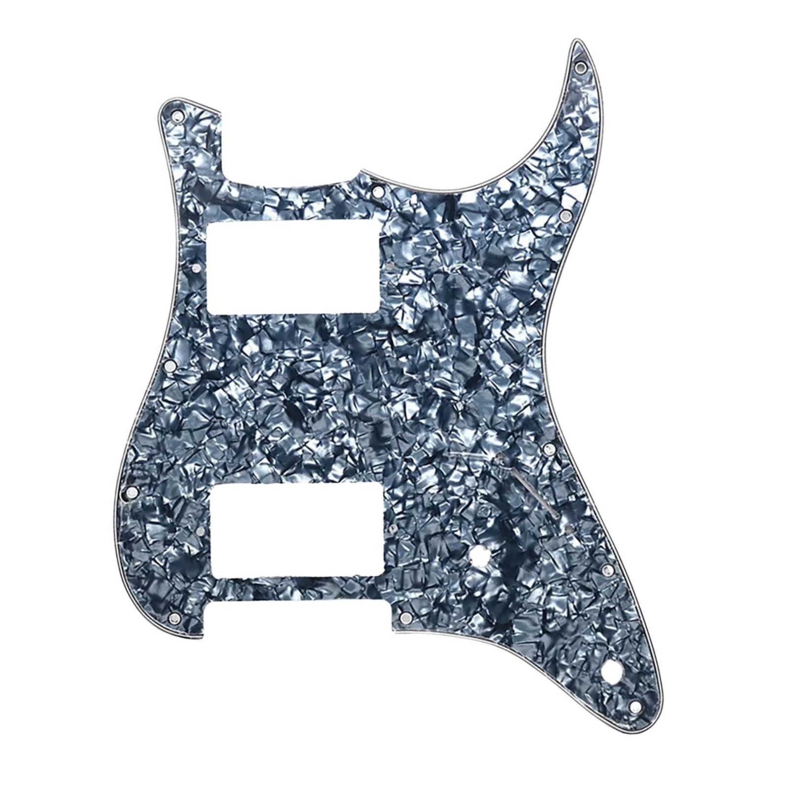 11-Hole HH Stratocaster Pickguard (Square Corner, 2 Control Holes) - Gray Pearl - Ploutone