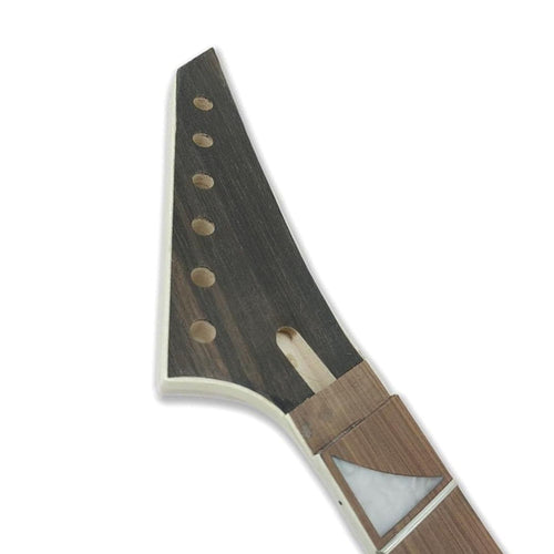 24 Fret Superstrat Guitar Neck – Shark Fin Inlays, Maple & Rosewood, 25.5" Scale, Rosewood Veneer Headstock, 56mm Bolt-On Heel - Ploutone