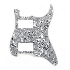 11-Hole HH Stratocaster Pickguard (Square Corner, 2 Control Holes - White and Black Shell - Ploutone